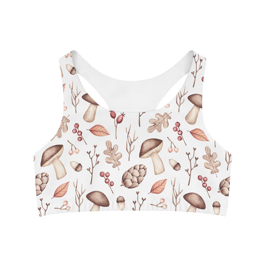 Seamless Sports Bra, Mushroom and Acorn