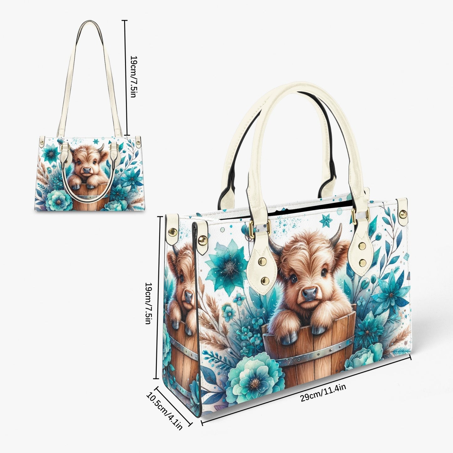 Women's Tote Bag - Long Strap - Highland Cow