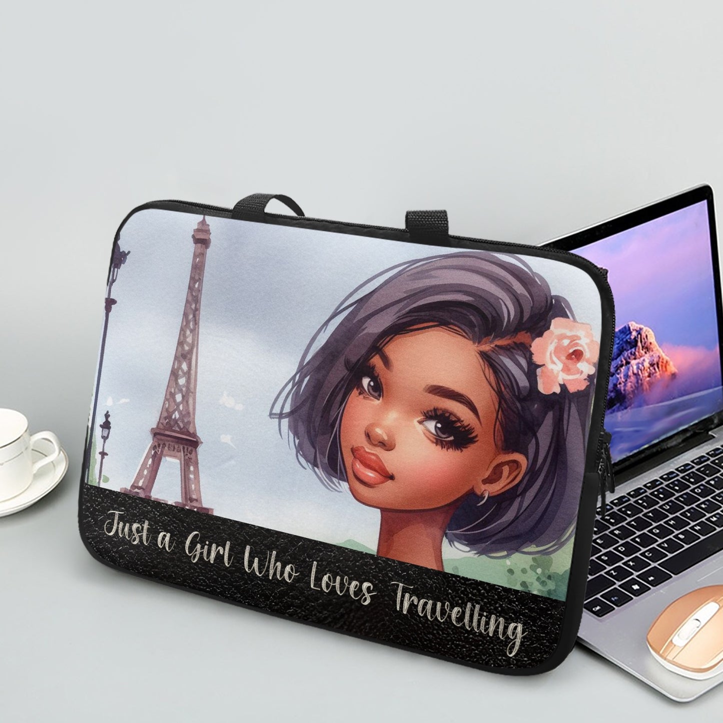 Laptop Sleeve with handles - Just a Girl Who Loves Travelling