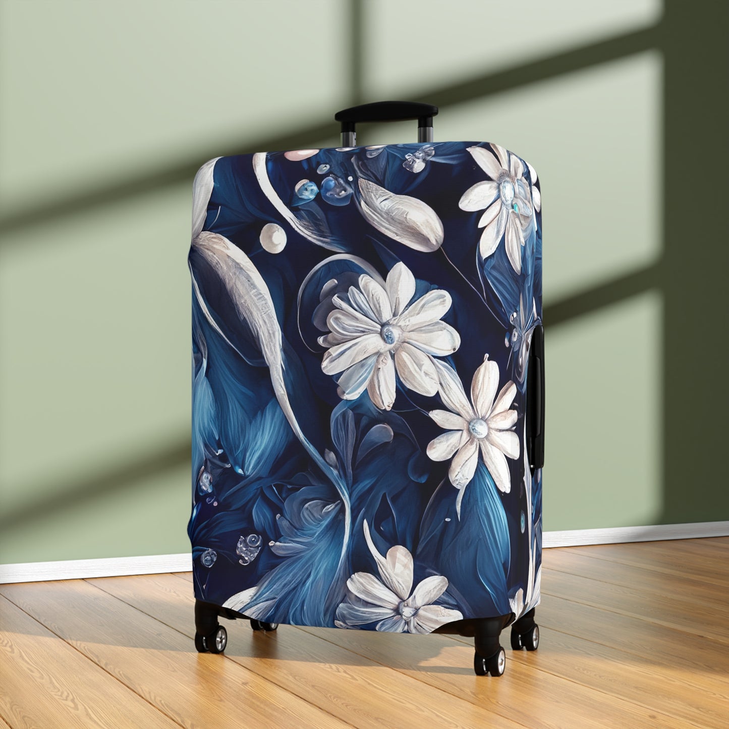 Luggage Cover, Blue Floral