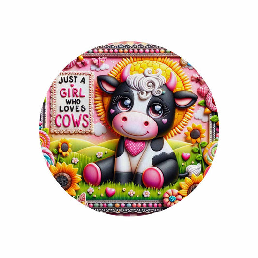 Just a Girl Who Loves Cows Awd351117  Circular Micro Fleece Blanket 47"