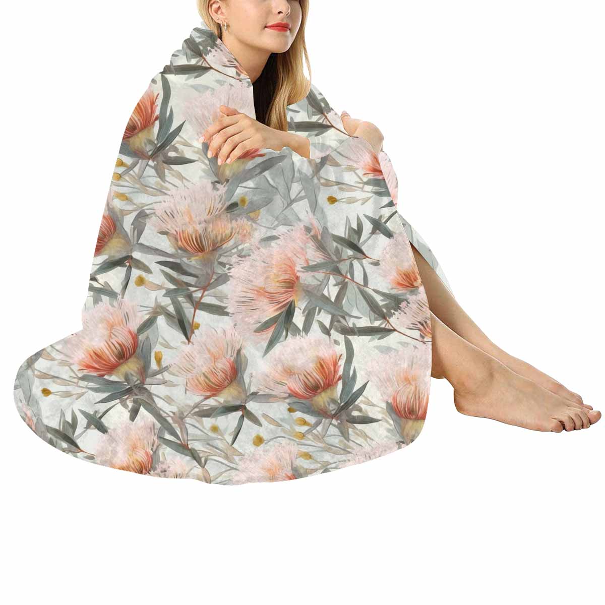 Australian Wattle  Circular Micro Fleece Blanket 47"