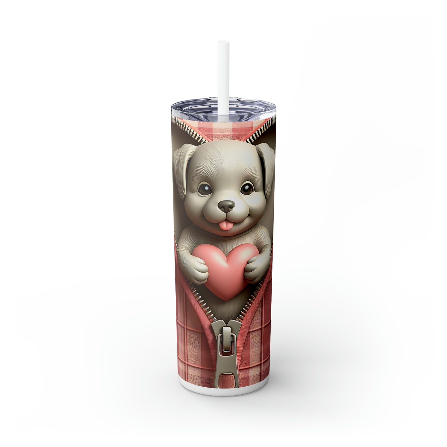 Skinny Tumbler with Straw, 20oz, Dog, Valentines Day, awd-943