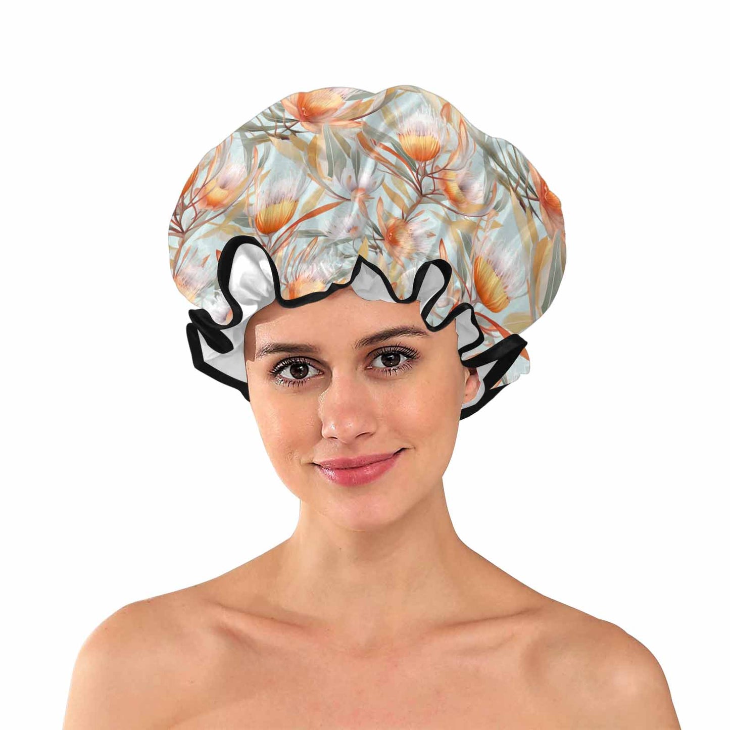 Australian Floral Green  Shower Cap