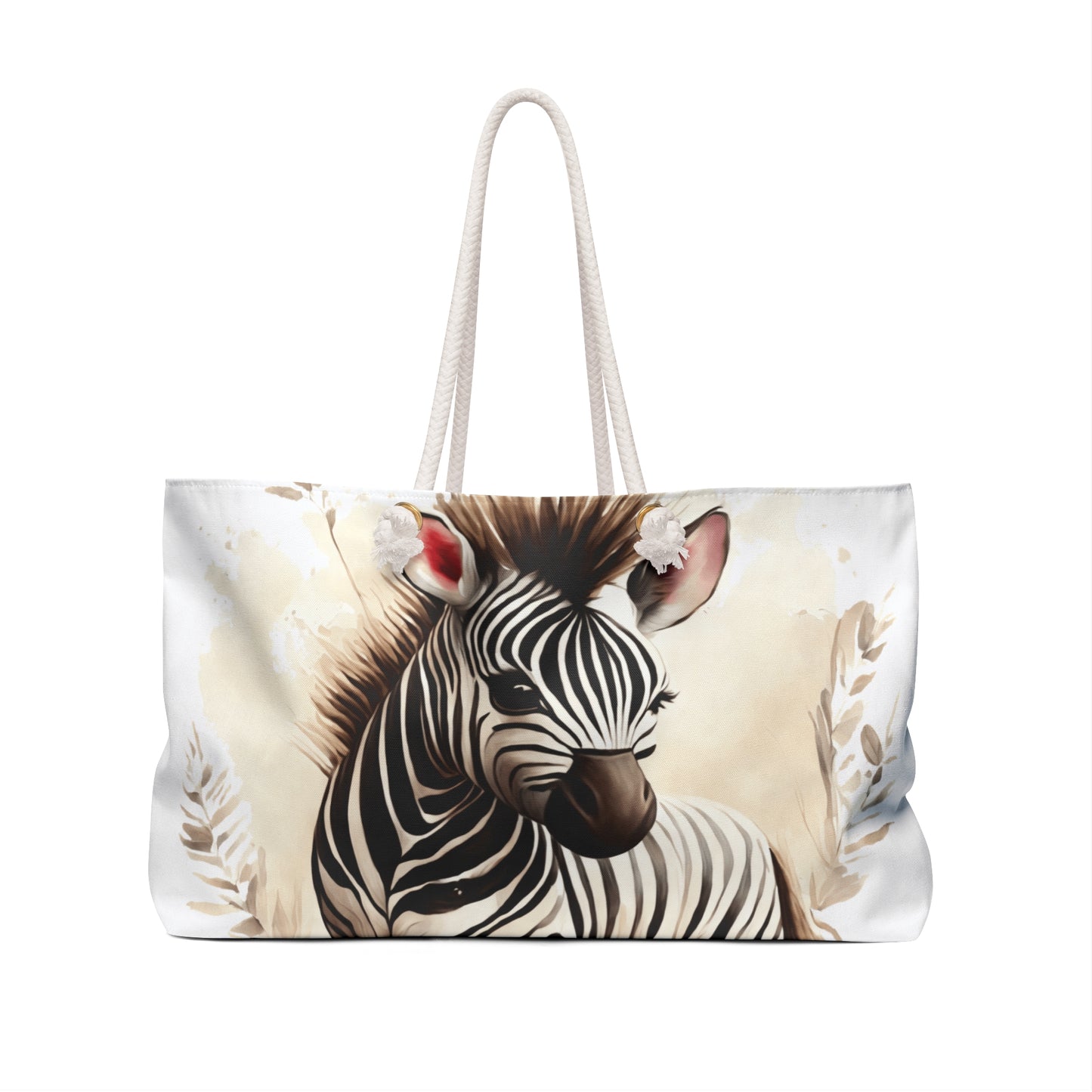 Personalised/Non-Personalised Weekender Bag, Zebra, Large Weekender Bag, Beach Bag, Book Bag