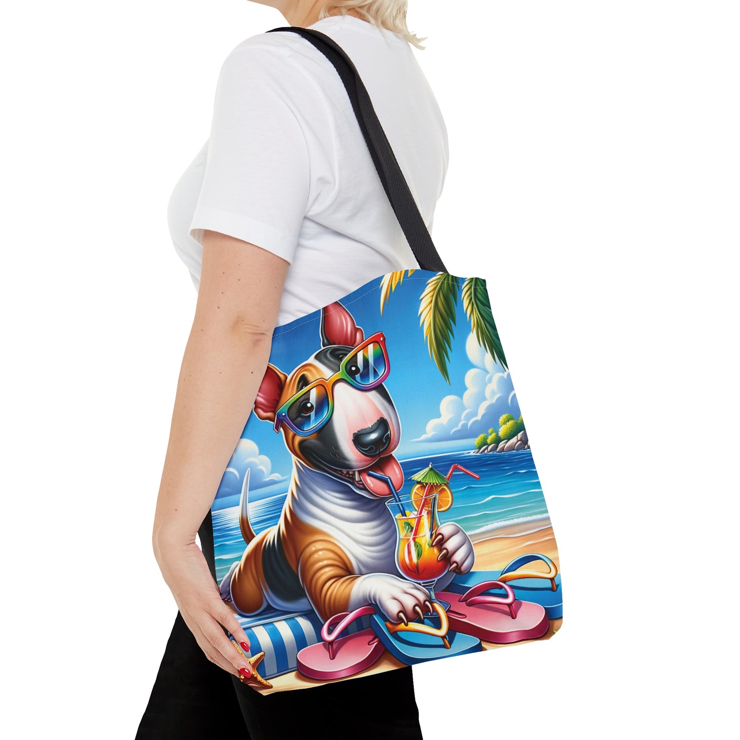 Tote Bag, Dog on Beach, Bull Terrier, Tote bag,  awd-1201