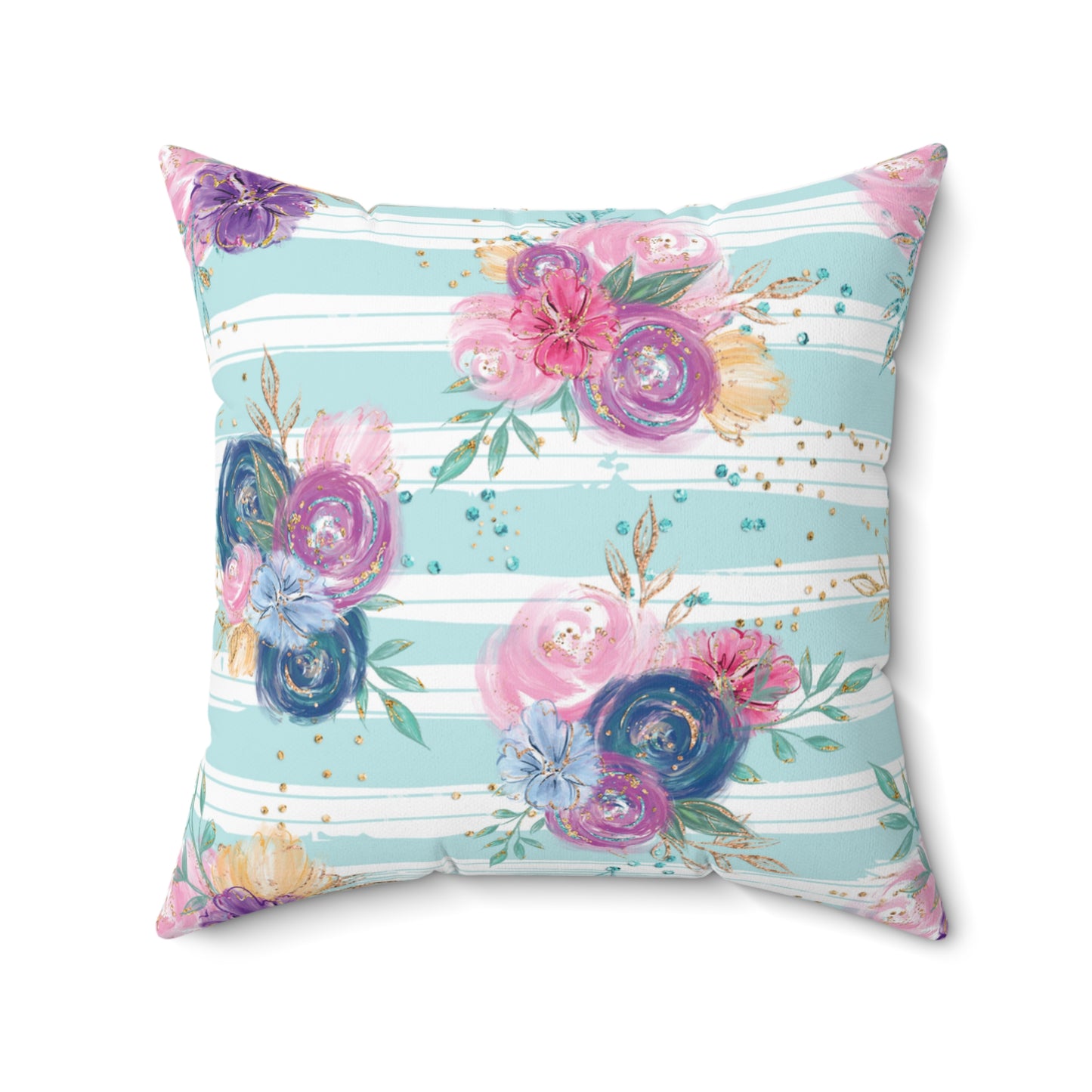 Spun Polyester Square Pillow, Floral Cushion