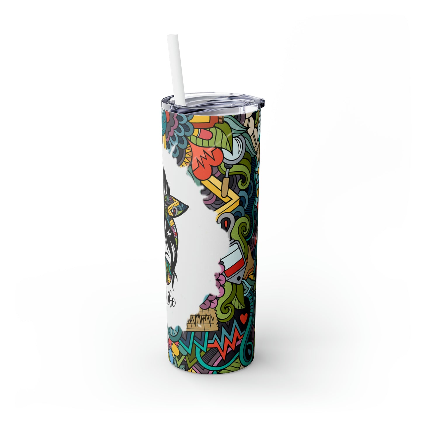 Skinny Tumbler with Straw, 20oz, Nurse