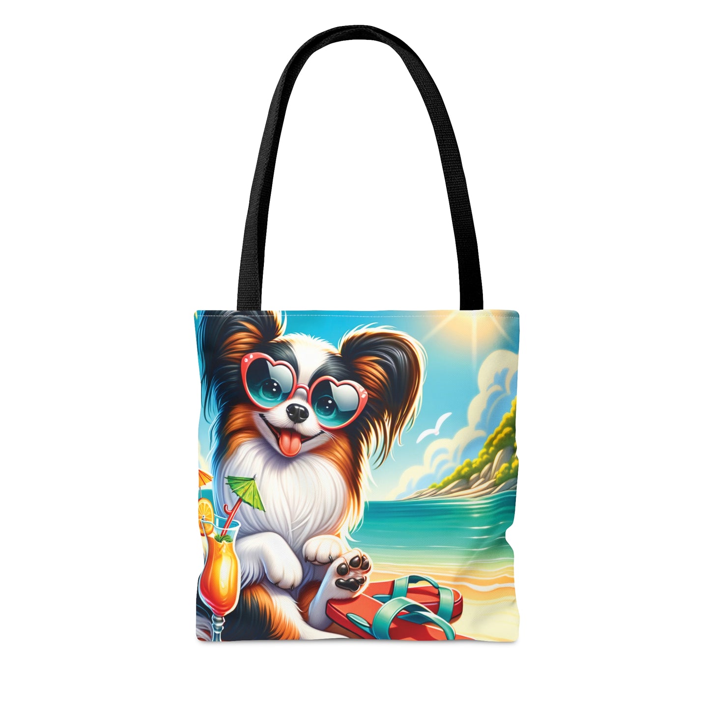 Tote Bag, Dog on Beach, Old Papillon, Tote bag,  awd-1229