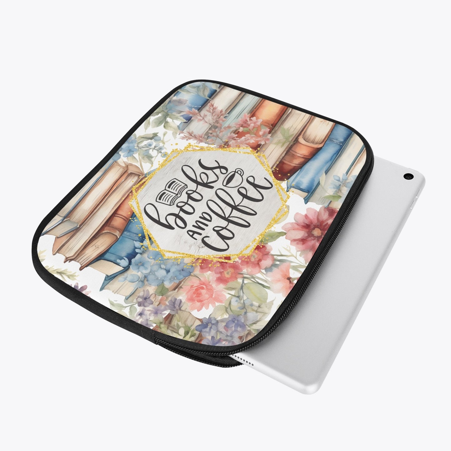 Tablet Sleeve - Books -  Books and Coffee