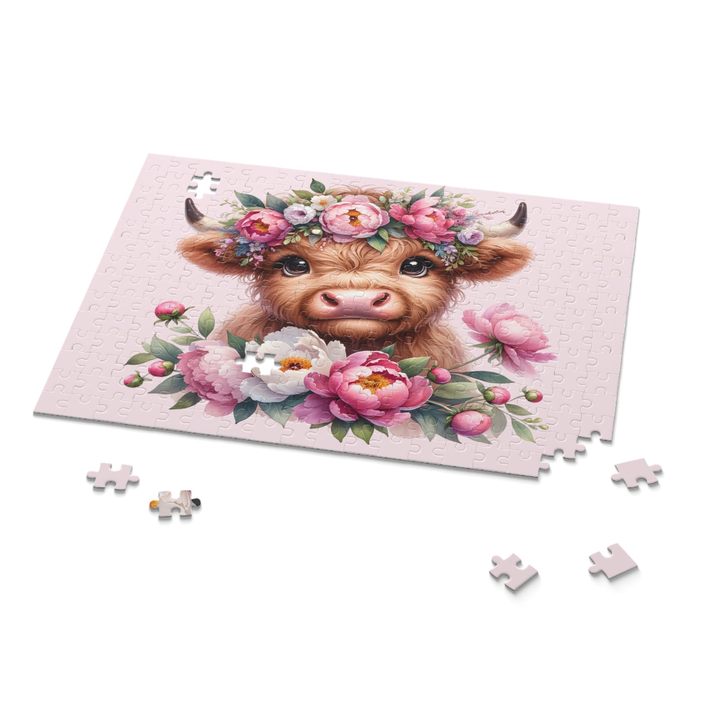 Personalised/Non-Personalised Puzzle, Highland Cow (120, 252, 500-Piece)