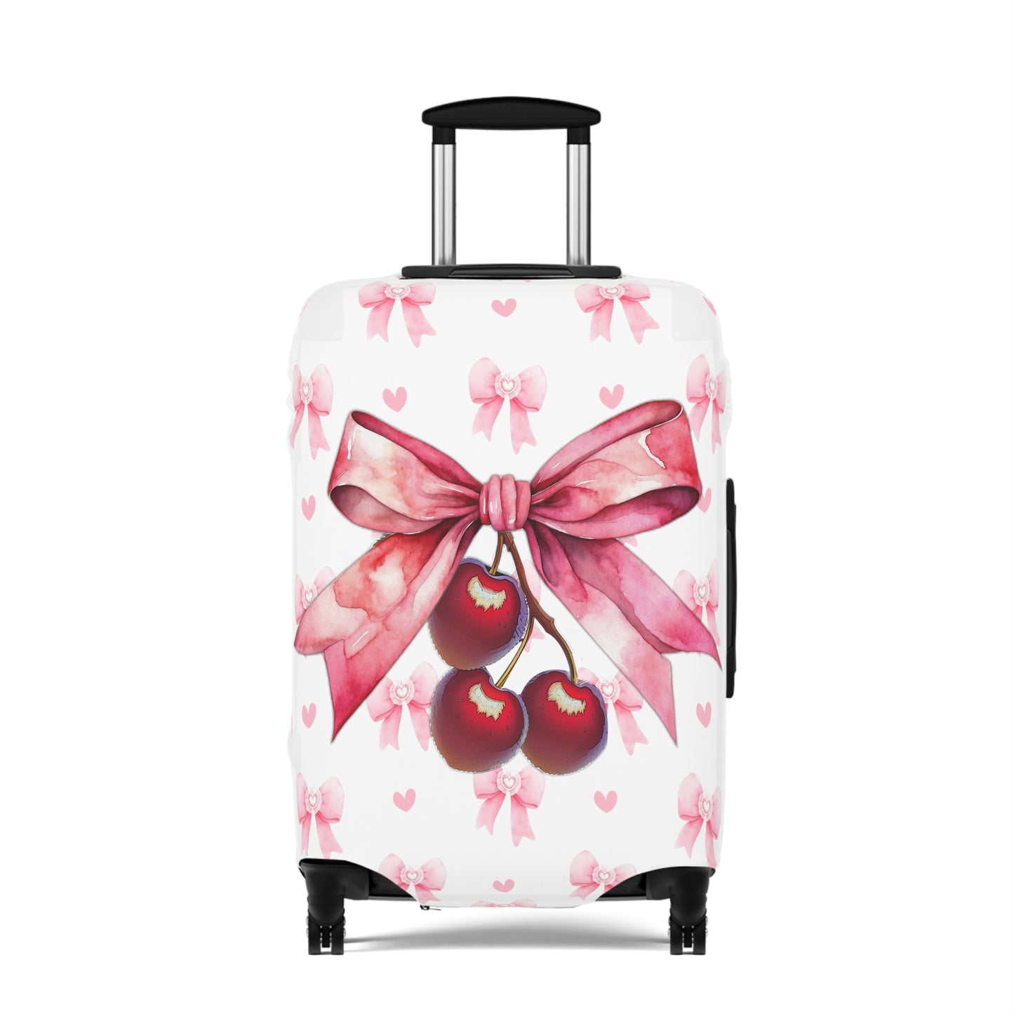 Luggage Cover, Rockabilly, Coquette, Pink Ribbons, Cherries and Ribbon, awd-2505