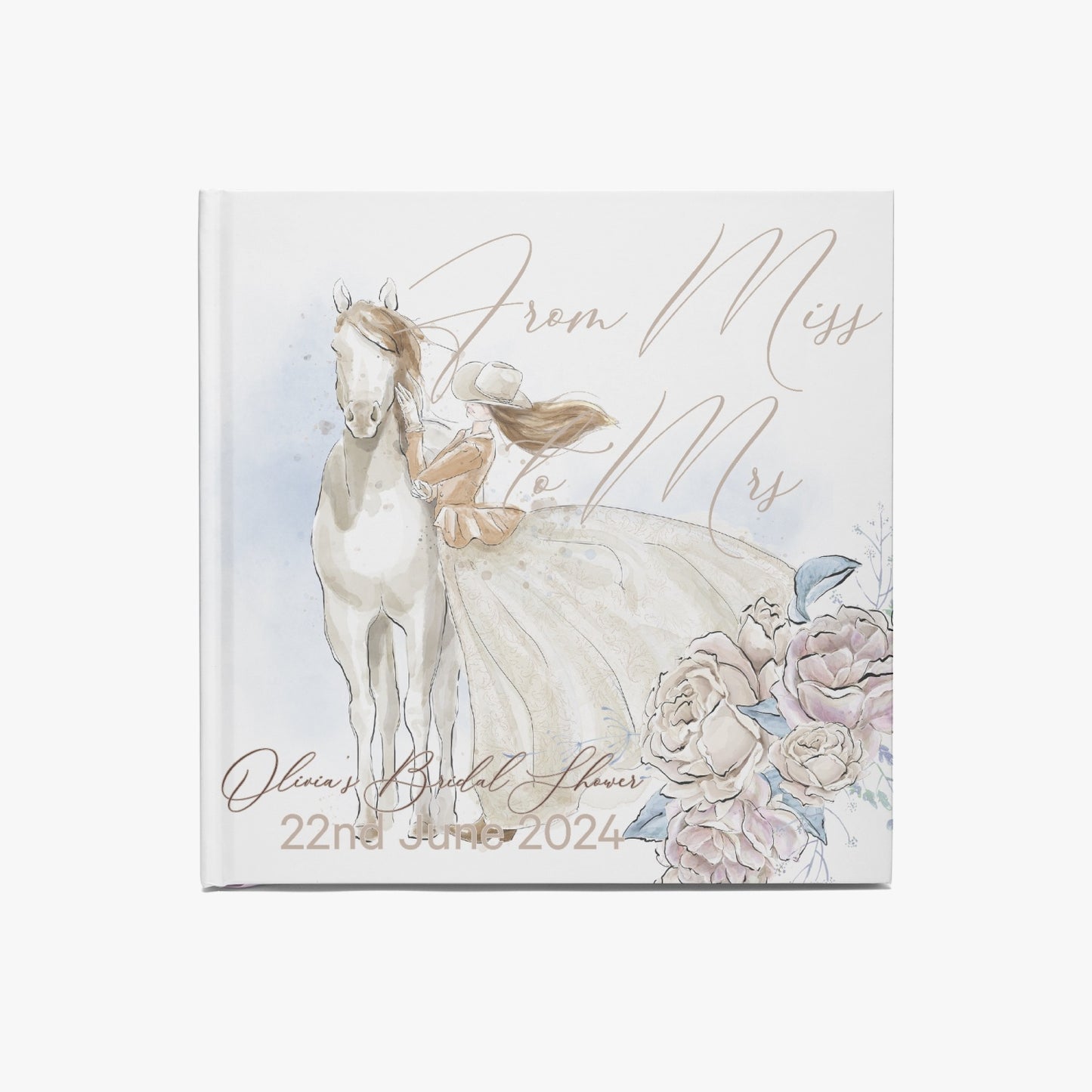 Square Bridal Shower Guest Book, Country and Western, From Miss to Mrs, Personalised