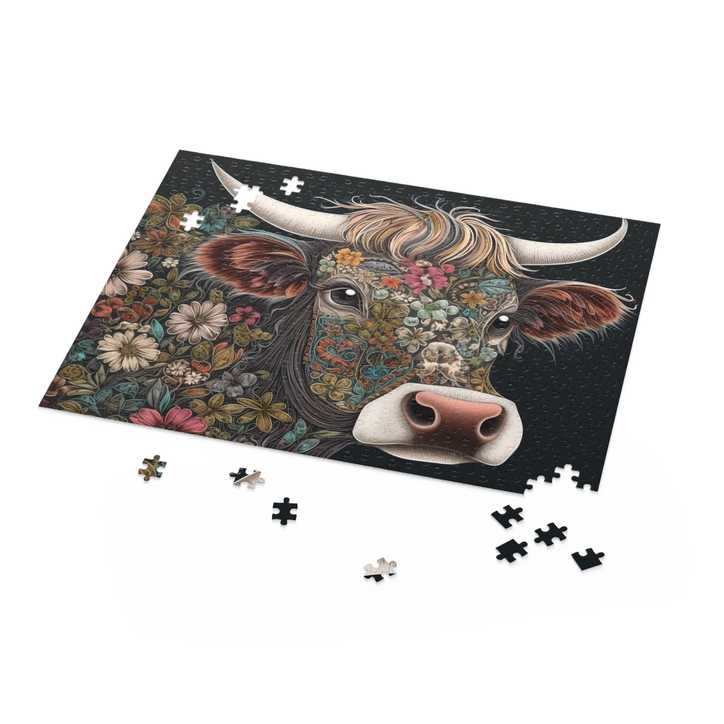 Personalised/Non-Personalised Puzzle, Highland Cow (120, 252, 500-Piece)