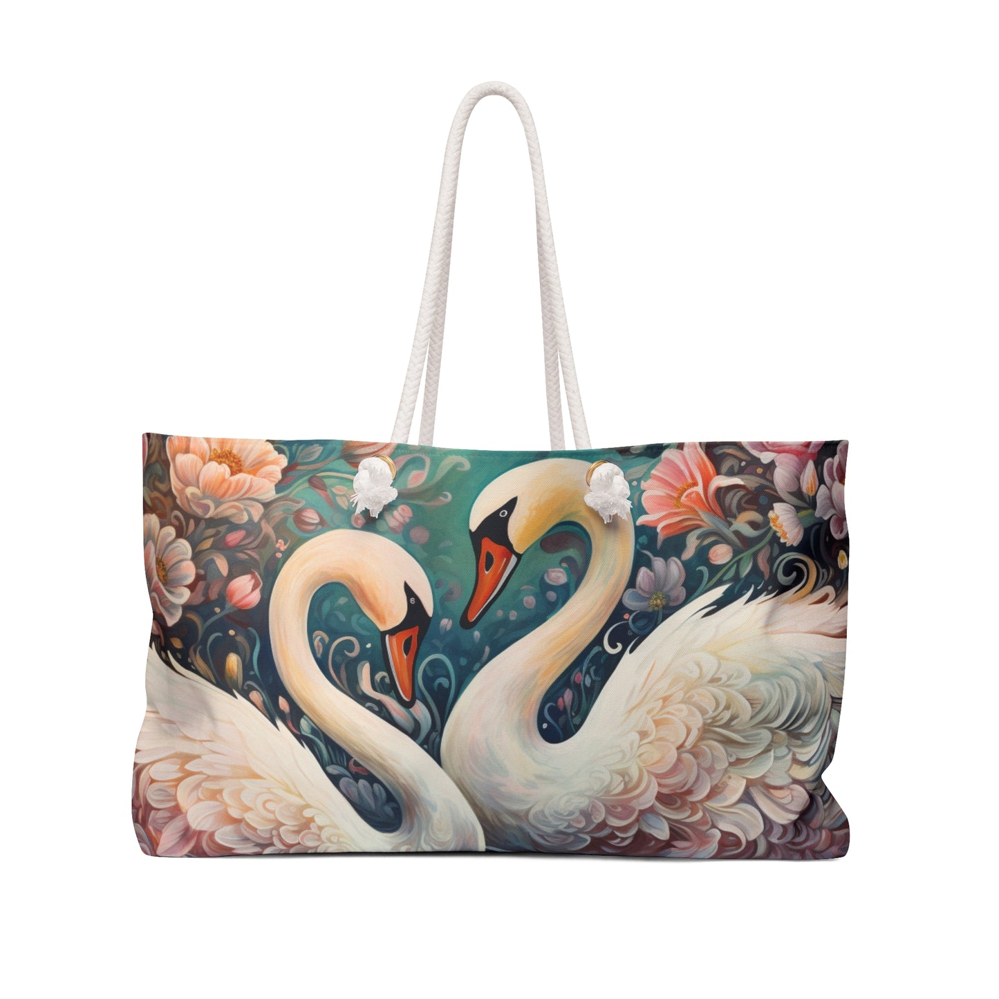 Personalised/Non-Personalised Weekender Bag, Swan, Large Weekender Bag, Beach Bag, Book Bag