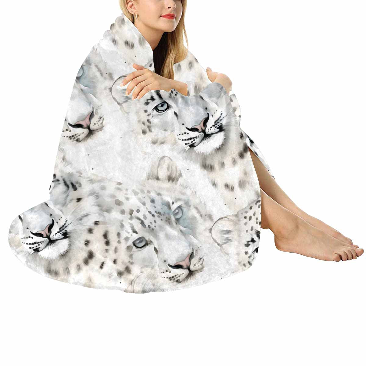 Leopard  Circular Micro Fleece Blanket 47"