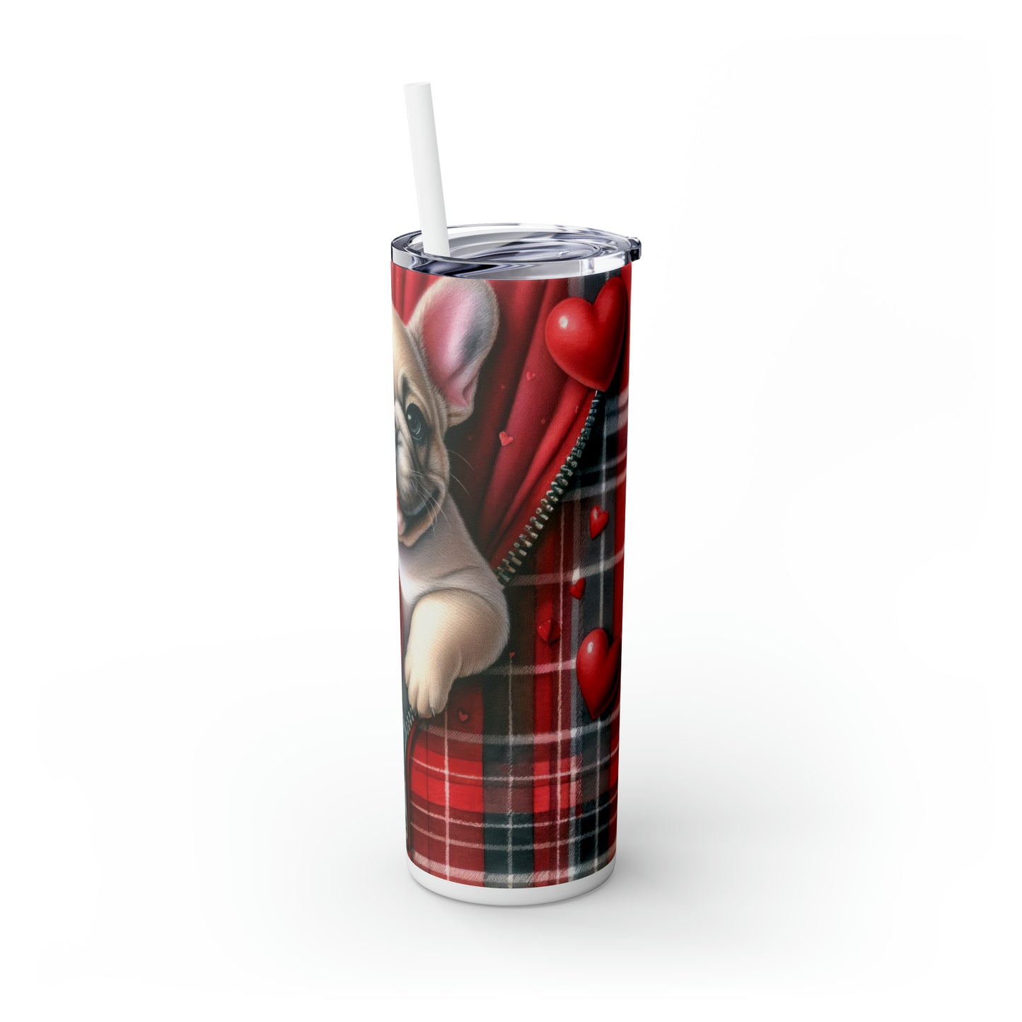 Skinny Tumbler with Straw, 20oz, Dog, Valentines Day, awd-837