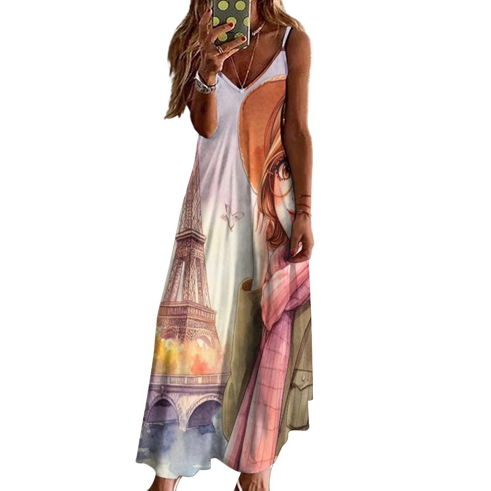 Just a Girl who Loves Travel Spaghetti Strap Ankle-Length Dress Long dress