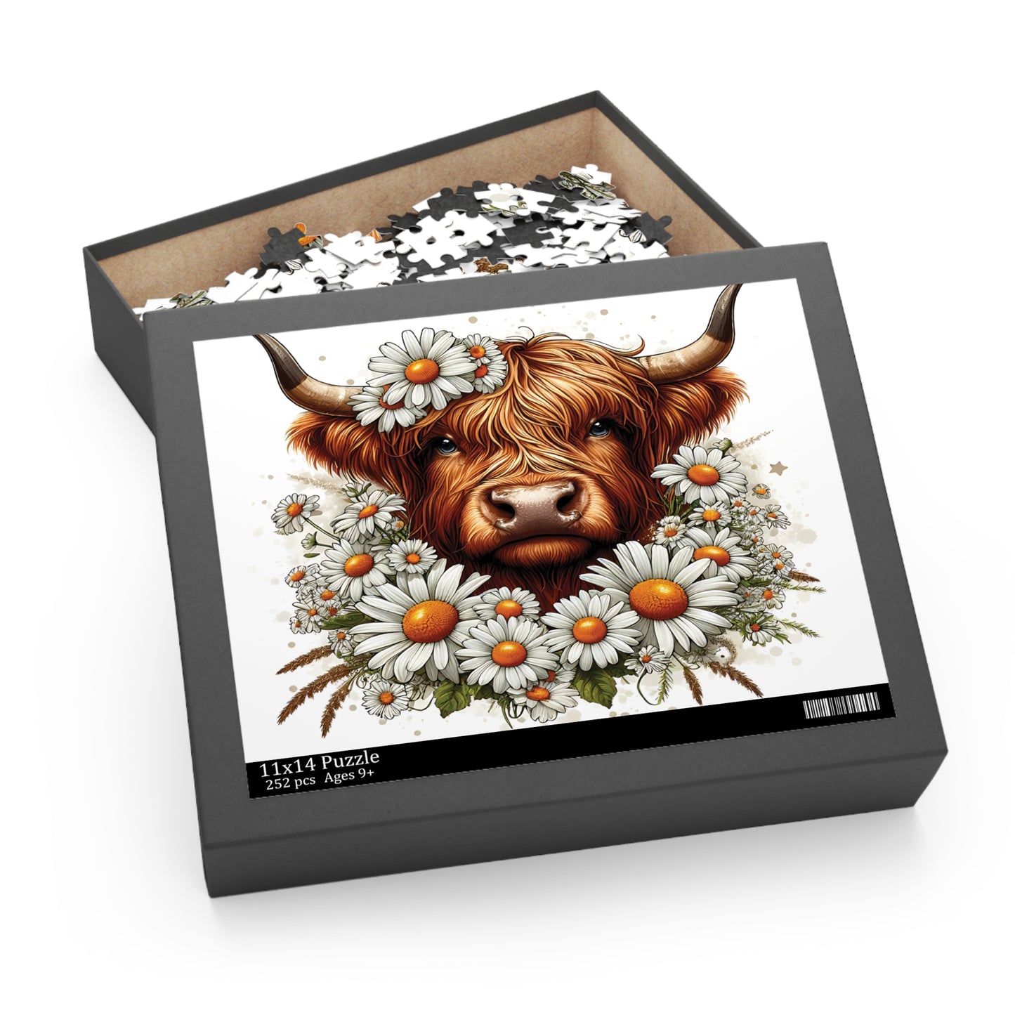 Personalised/Non-Personalised Puzzle, Highland Cow (120, 252, 500-Piece)