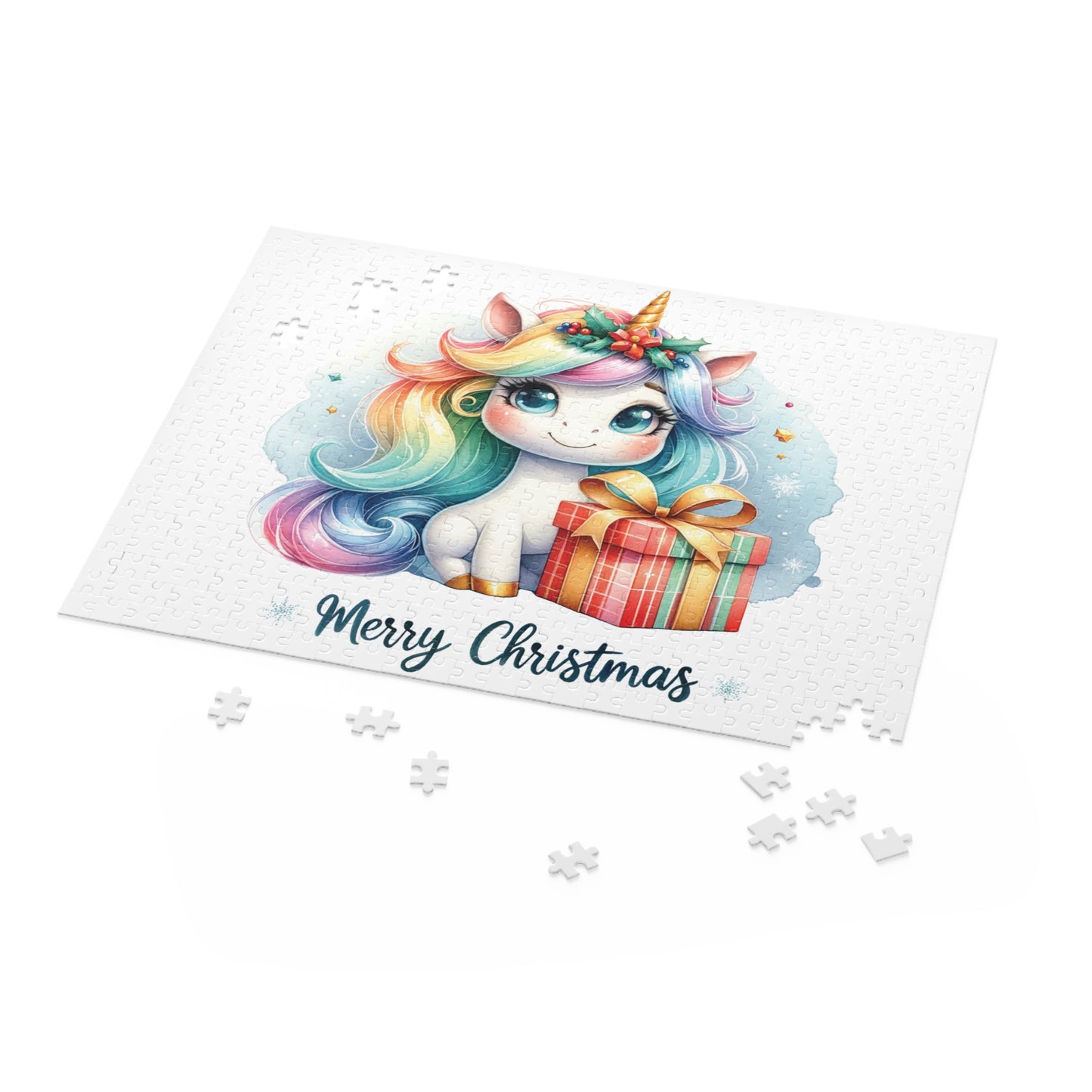 Personalised/Non-Personalised Puzzle, Christmas, Unicorn (120, 252, 500-Piece)