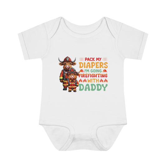 Highlander Firefighter Shirt, Pack my diapers, I am going firefighting with Daddy Shirt, Kids Shirt, Baby Shirt, Baby bodysuit