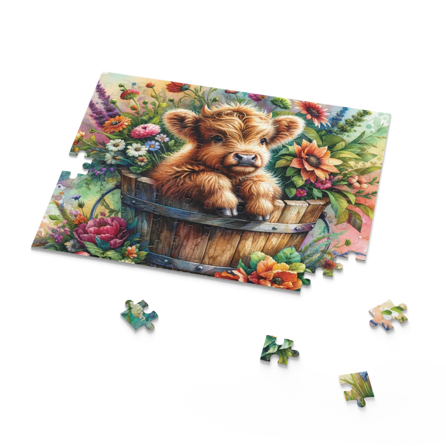 Personalised/Non-Personalised Puzzle, Highland Cow (120, 252, 500-Piece)