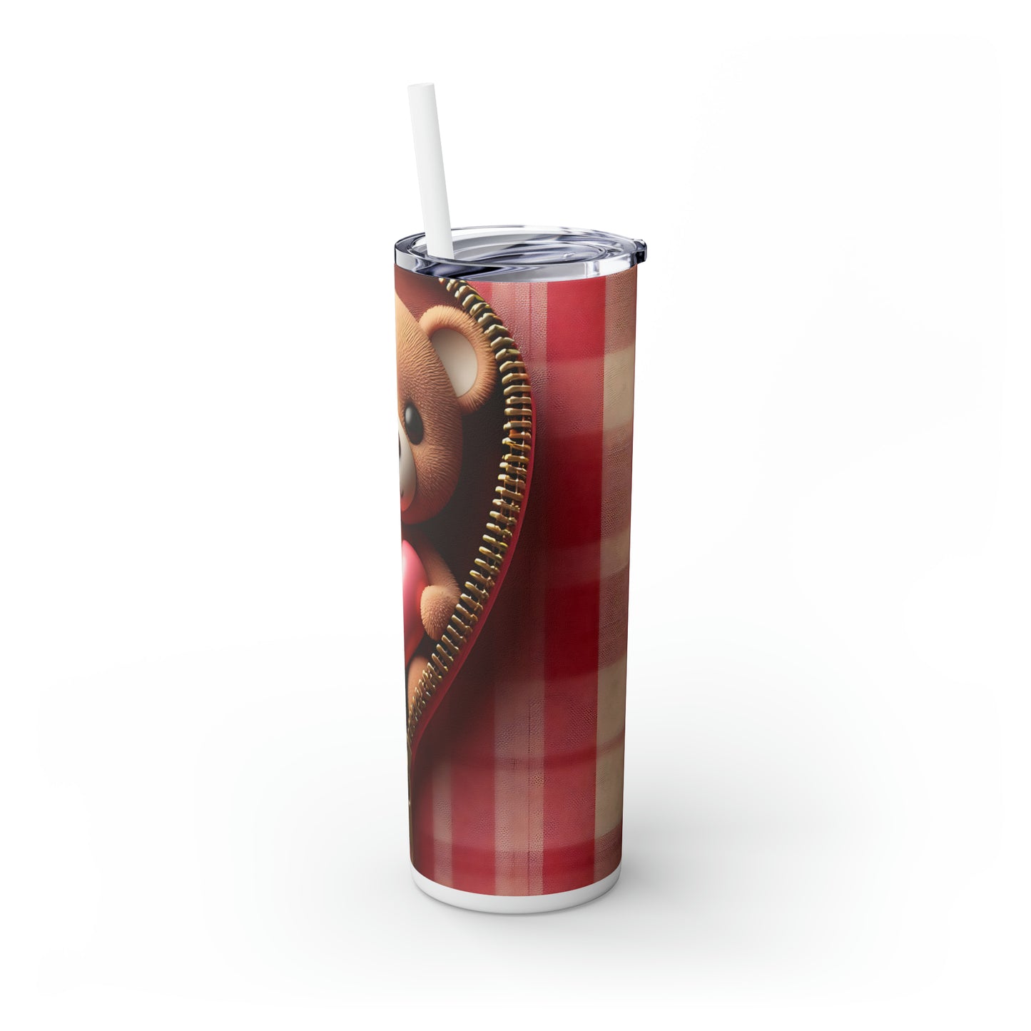 Skinny Tumbler with Straw, 20oz, Bear, Valentines Day, awd-1004