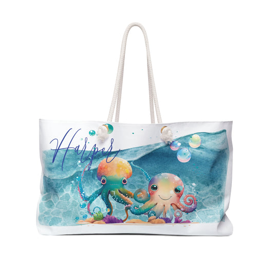 Personalised Weekender Bag, Octopus, Large Weekender Bag, Beach Bag, Personalised/Non Personalised