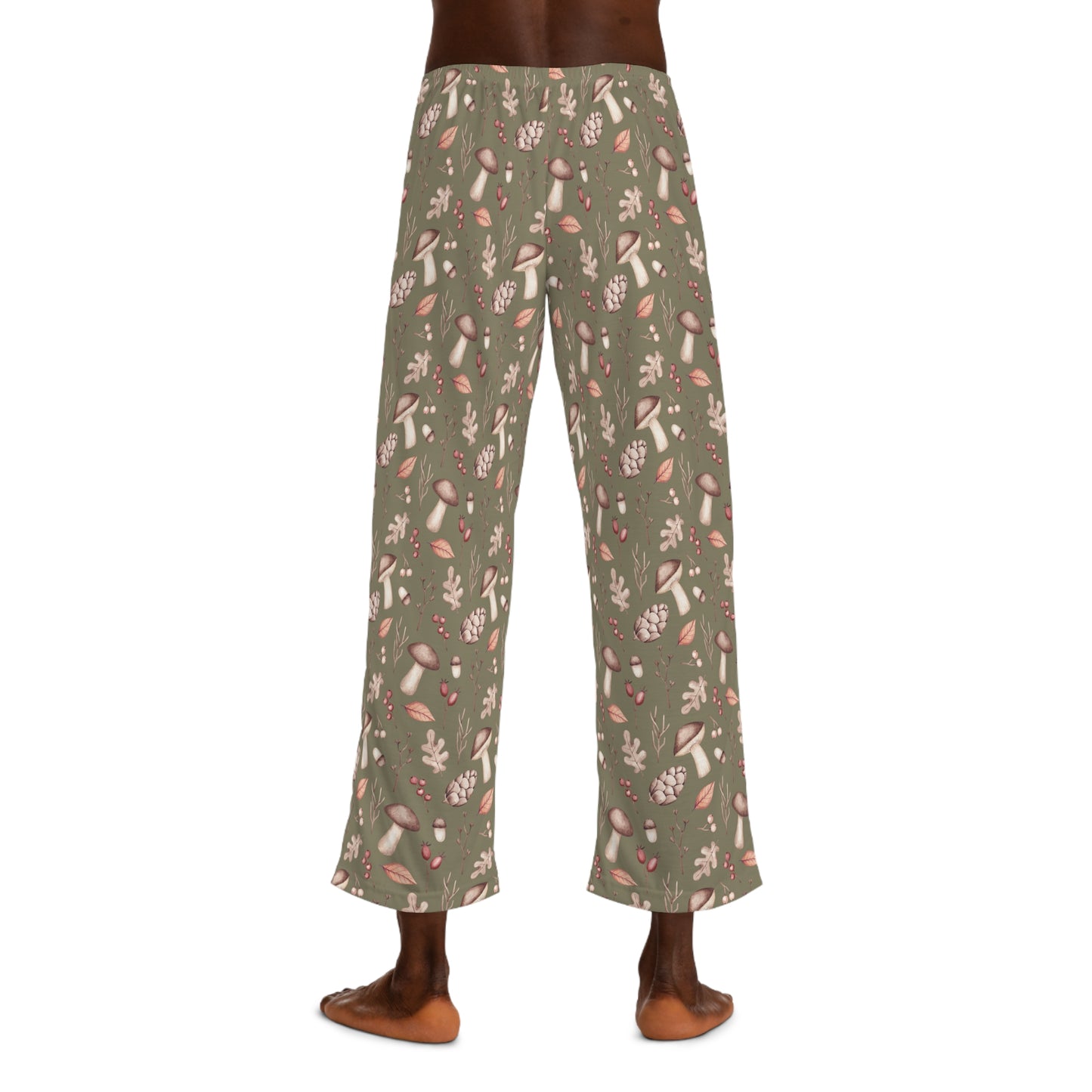 Men's Pajama Pants, Mushroom and Acorns, Sleepwear Bottoms