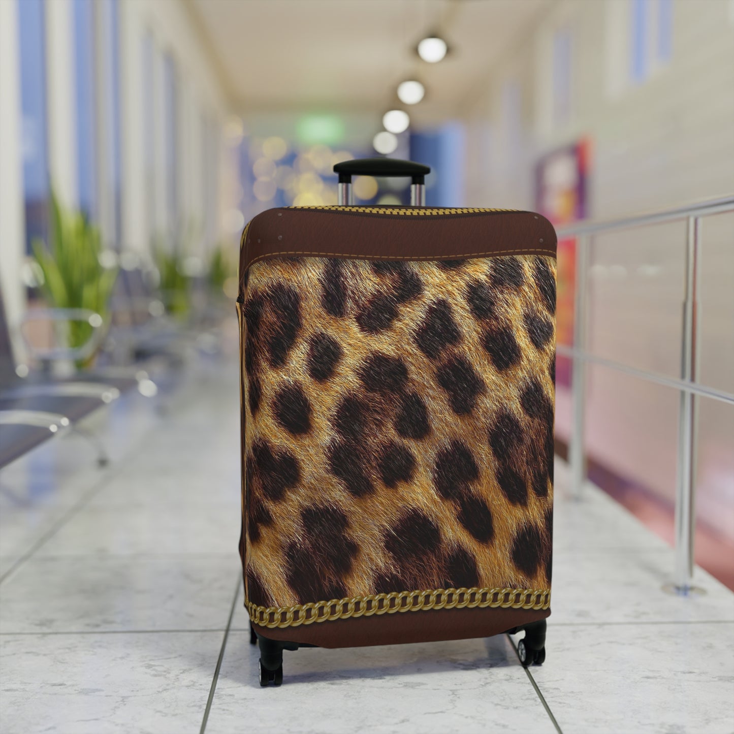 Luggage Cover, Brown and Gold Leopard Print, awd-1700