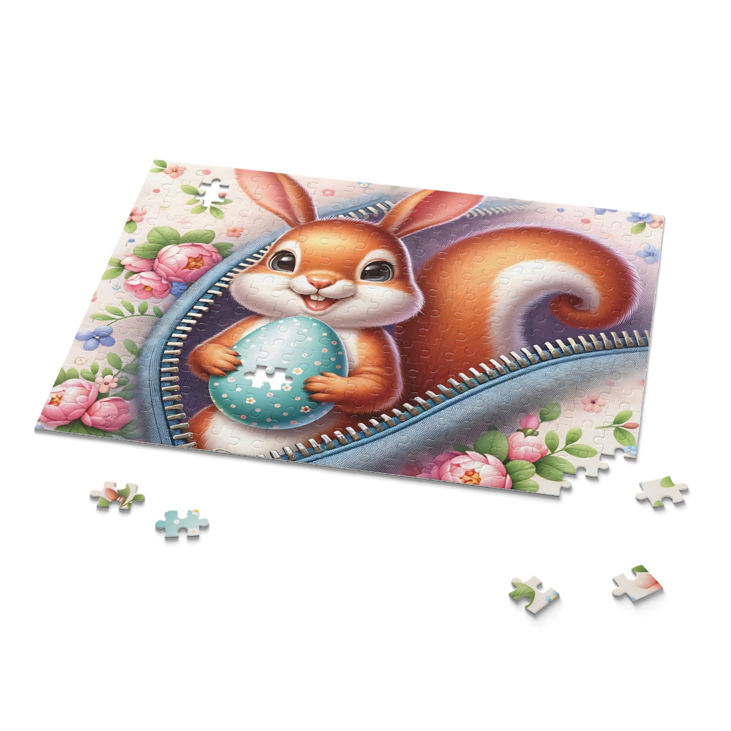 Personalised/Non-Personalised Puzzle, Easter, Squirrel with Bunny ears (120, 252, 500-Piece)