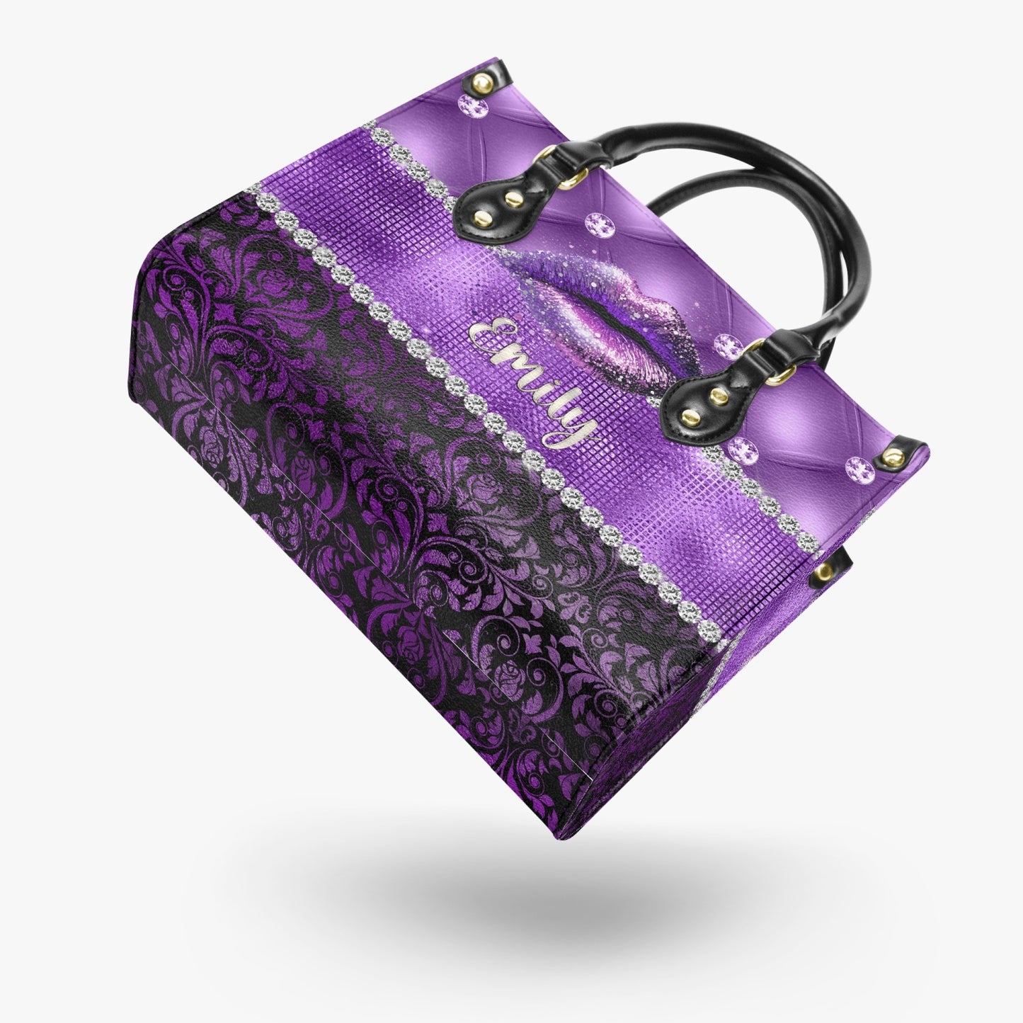 Women's Tote Bag - Purple Tuft and Damask, Lips, Personalised