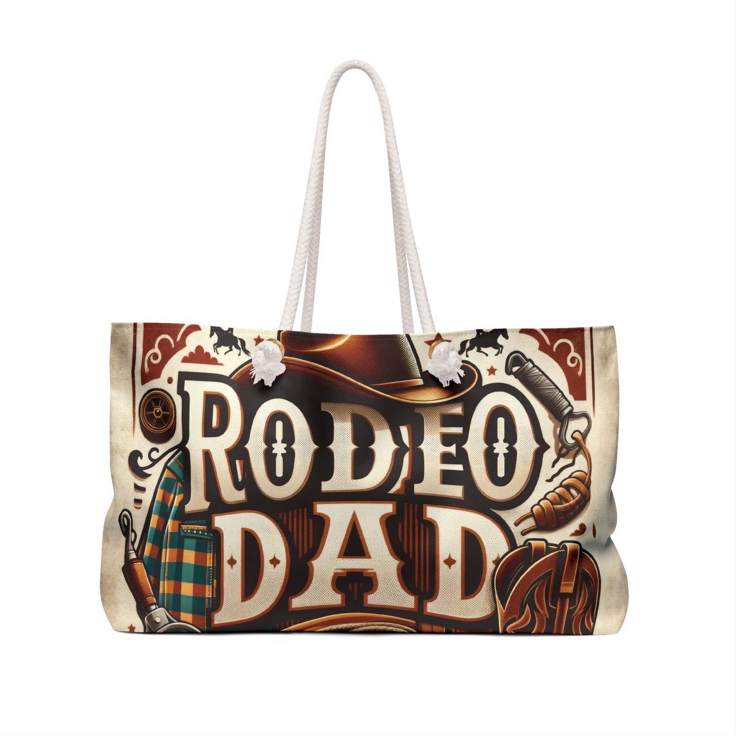 Personalised/Non-Personalised Weekender Bag, Rodeo Dad, Large Weekender Bag, Beach Bag, Book Bag