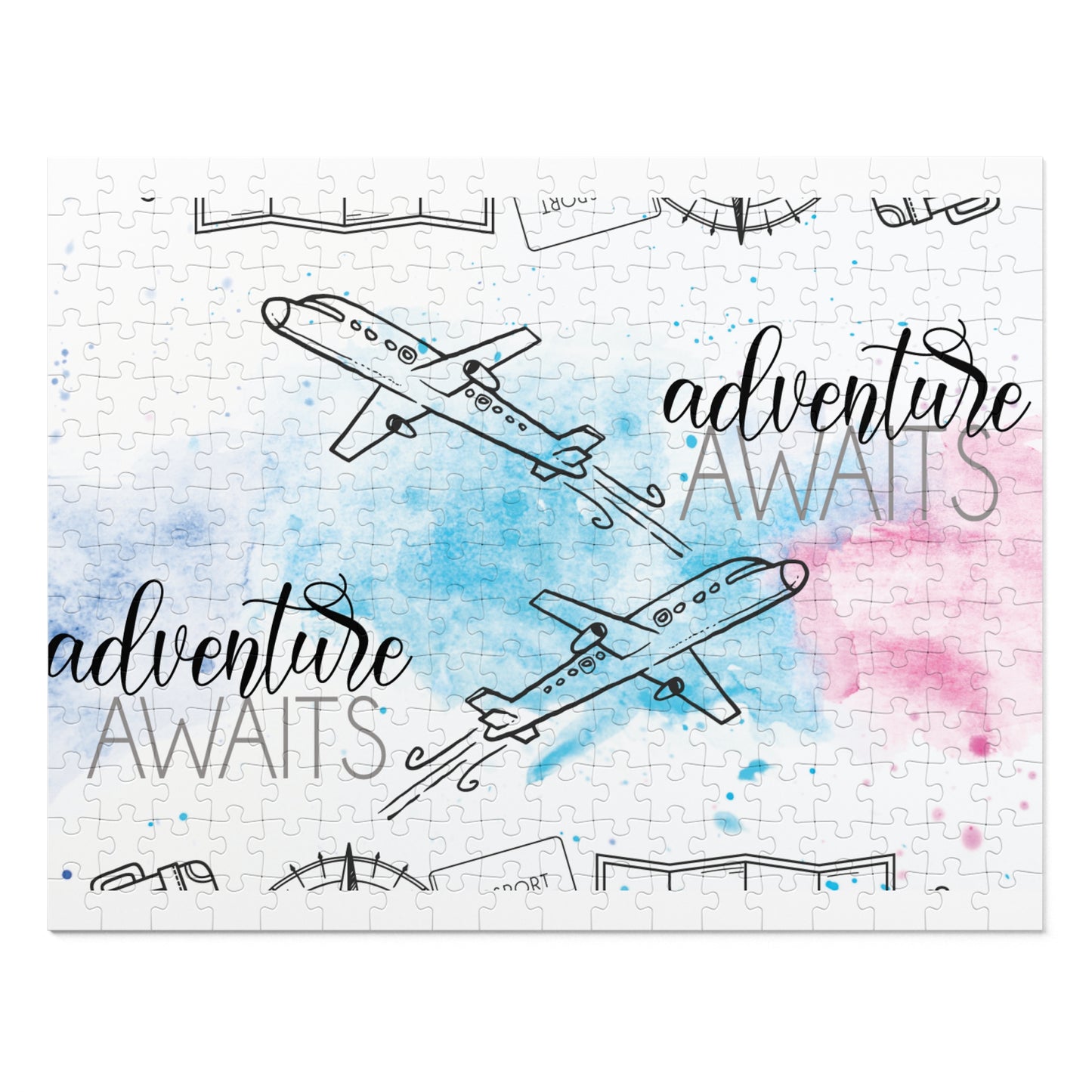 Jigsaw Puzzle, Travel, Adventure Awaits, Personalised/Non-Personalised (30, 110, 252, 500,1000-Piece)