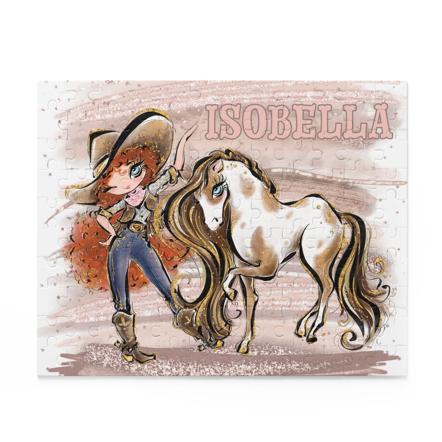 Puzzle, Howdy, Cowgirl and Horse, Red Curly Hair, Blue Eyes, Personalised/Non-Personalised, (120, 252, 500-Piece)