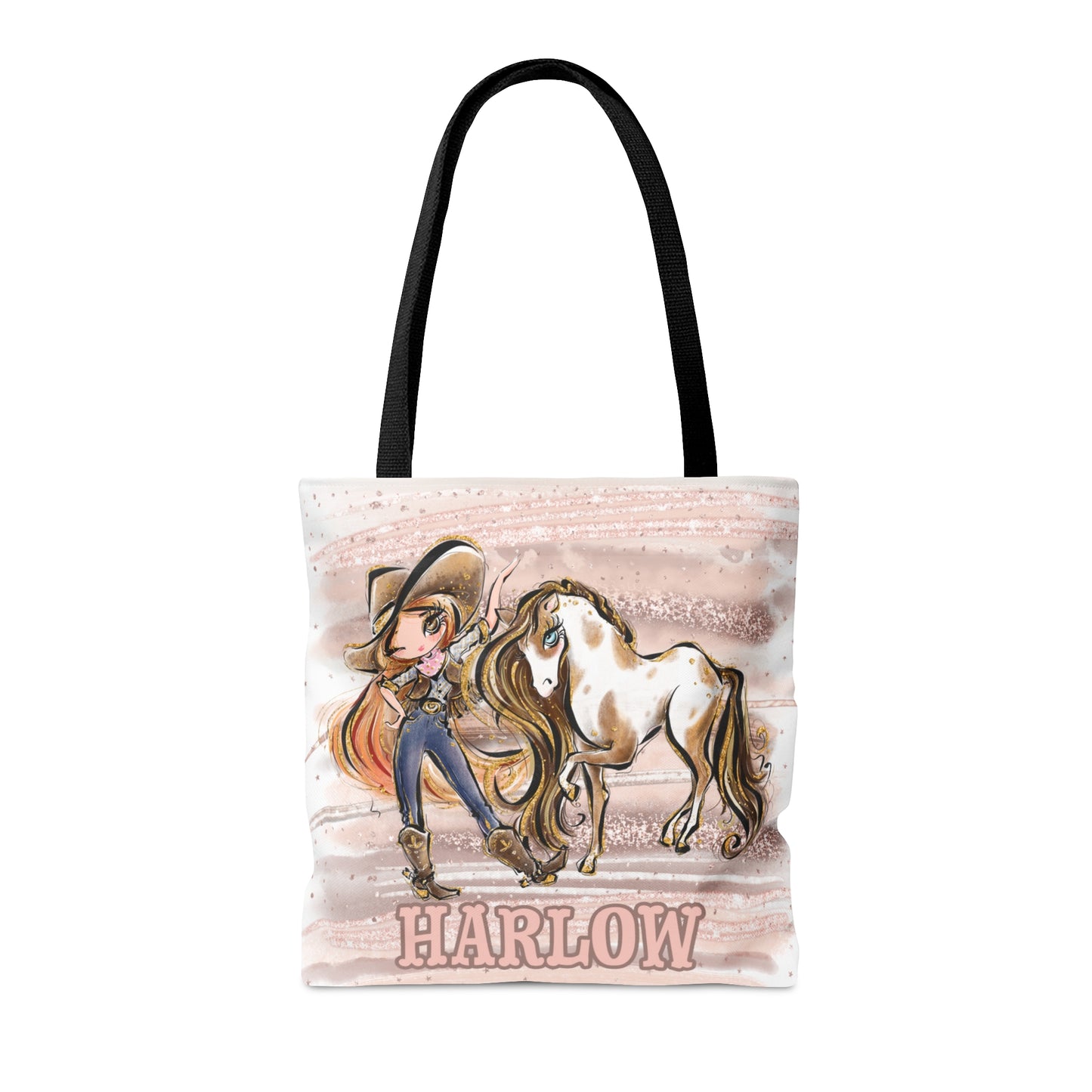 Personalised Tote Bag, Cowgirl & Horse, Red Hair, Brown Eyes, Tote bag