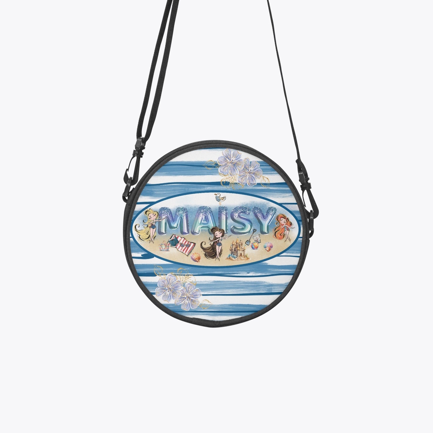 Round Satchel Bag, Beach Party, Personalised