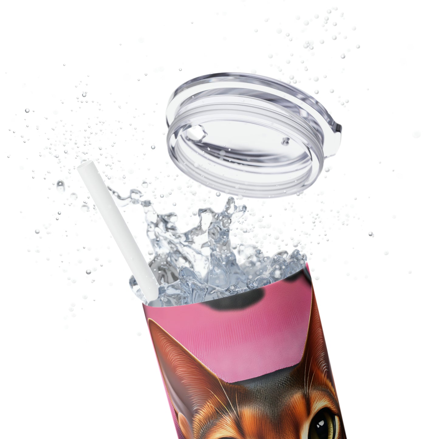 Skinny Tumbler with Straw, 20oz, Cat, Valentines Day, awd-742