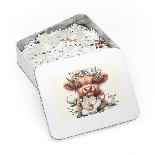 Jigsaw Puzzle, Highland Cow, Personalised/Non-Personalised (30, 110, 252, 500,1000-Piece)