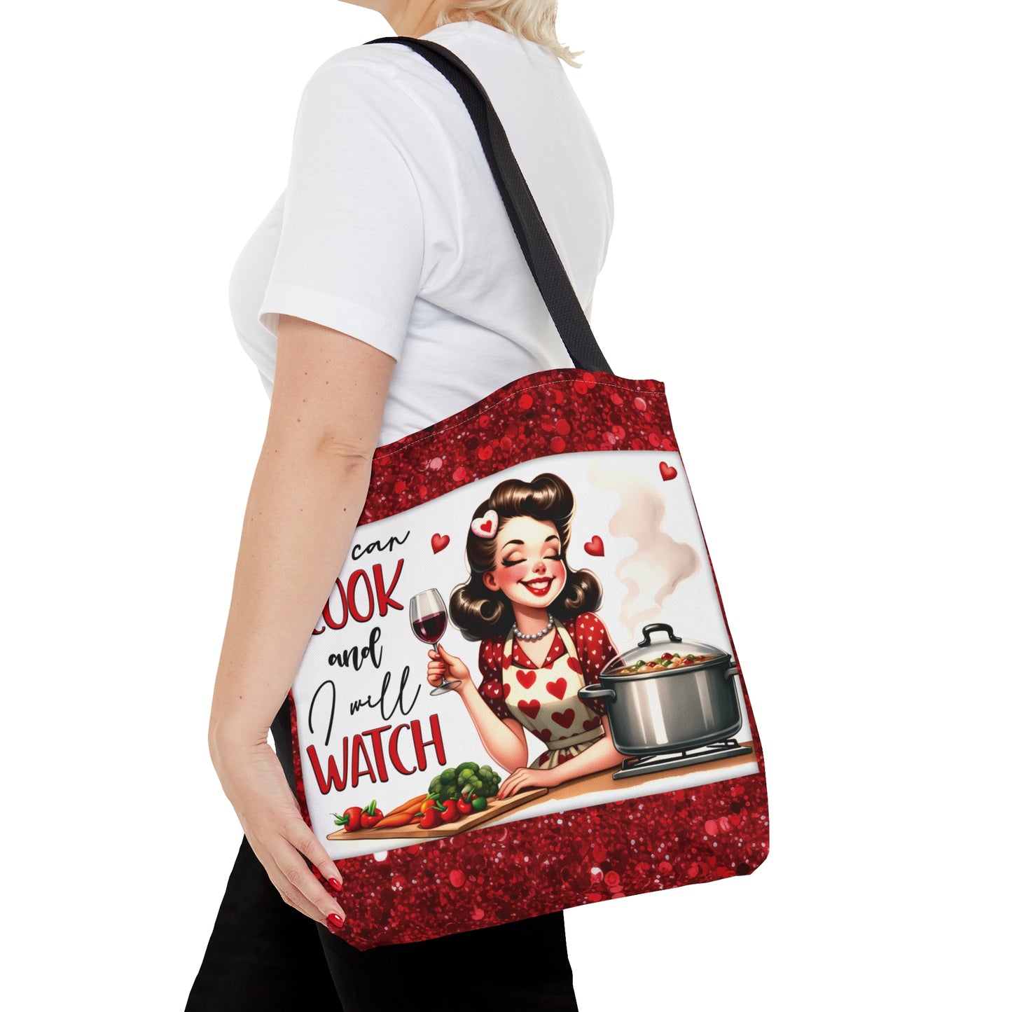 Tote Bag, Retro, You can cook and I will Watch