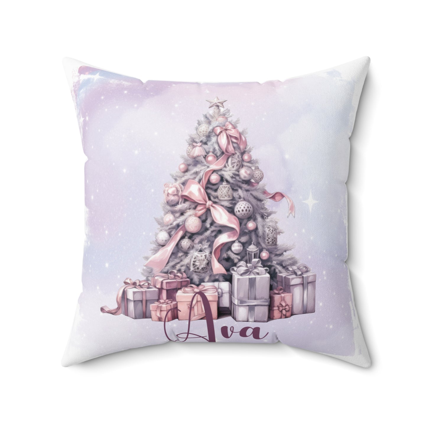 Personalised Christmas Cushion, Purple Christmas, Christmas Tree, Polyester Square Cushion, Christmas cushion