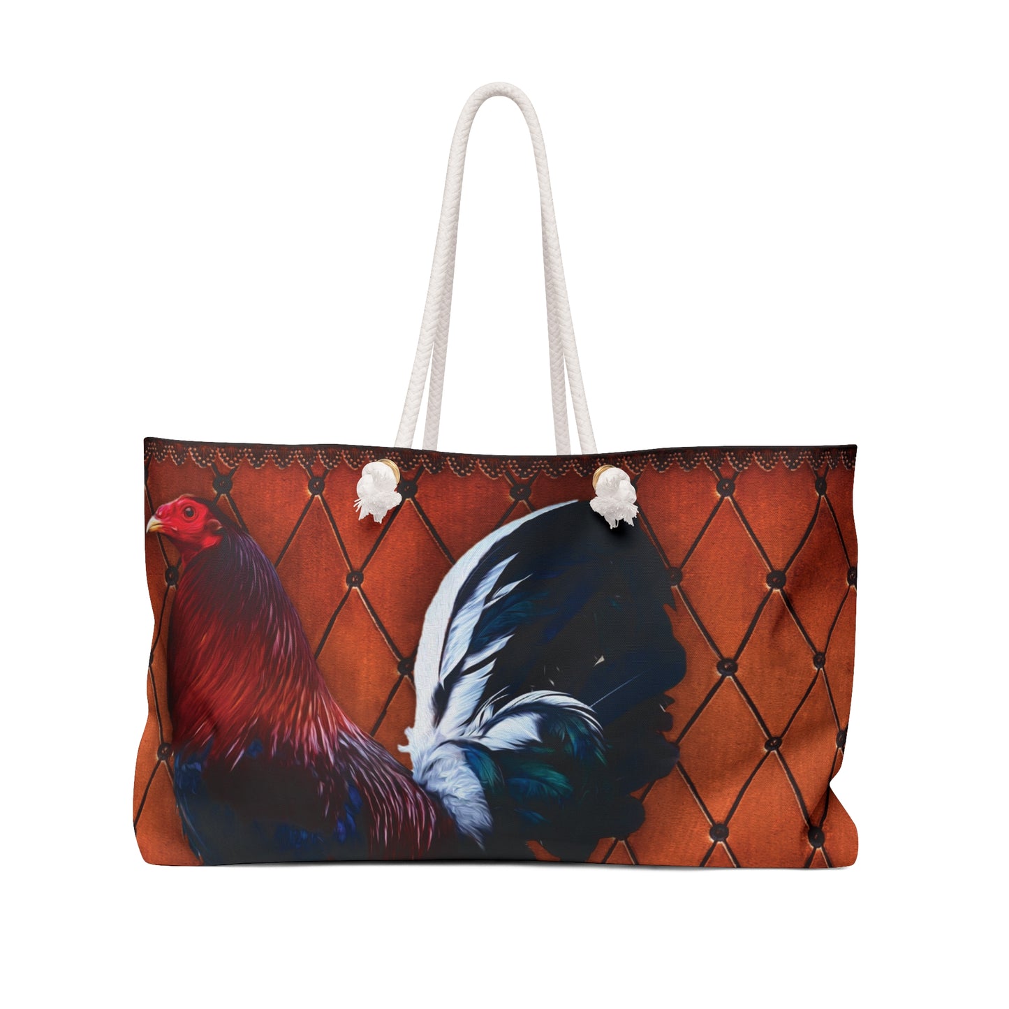 Personalised/Non-Personalised Weekender Bag, Chicken/Rooster, Large Weekender Bag, Beach Bag, Book Bag