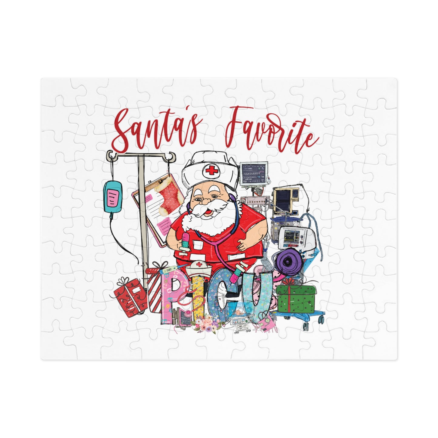 Jigsaw Puzzle, Santa's Favorite PICU Nurse, Personalised/Non-Personalised (30, 110, 252, 500,1000-Piece)