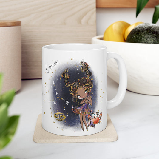 Personalised/Non Personalised Zodiac Sign, Cancer, Ceramic Mug 11oz