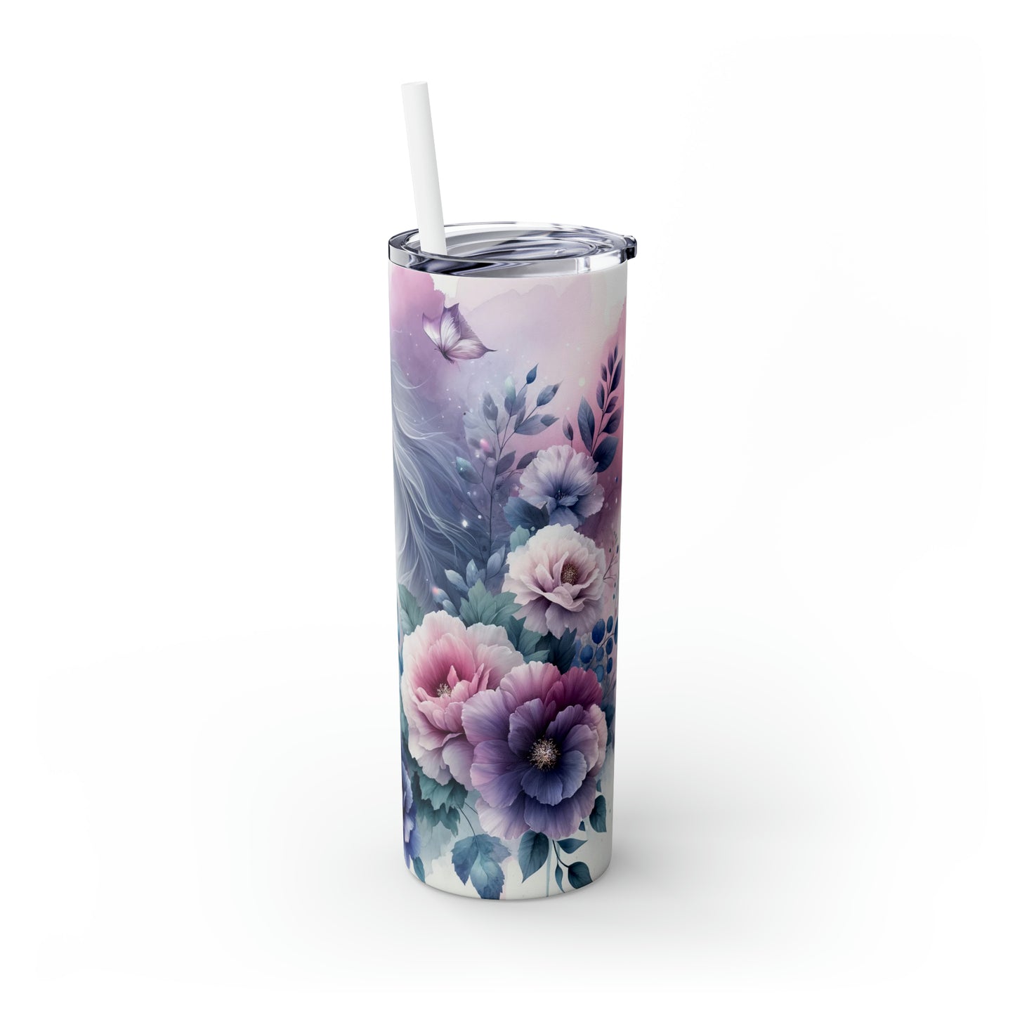 Skinny Tumbler with Straw, 20oz, Unicorn