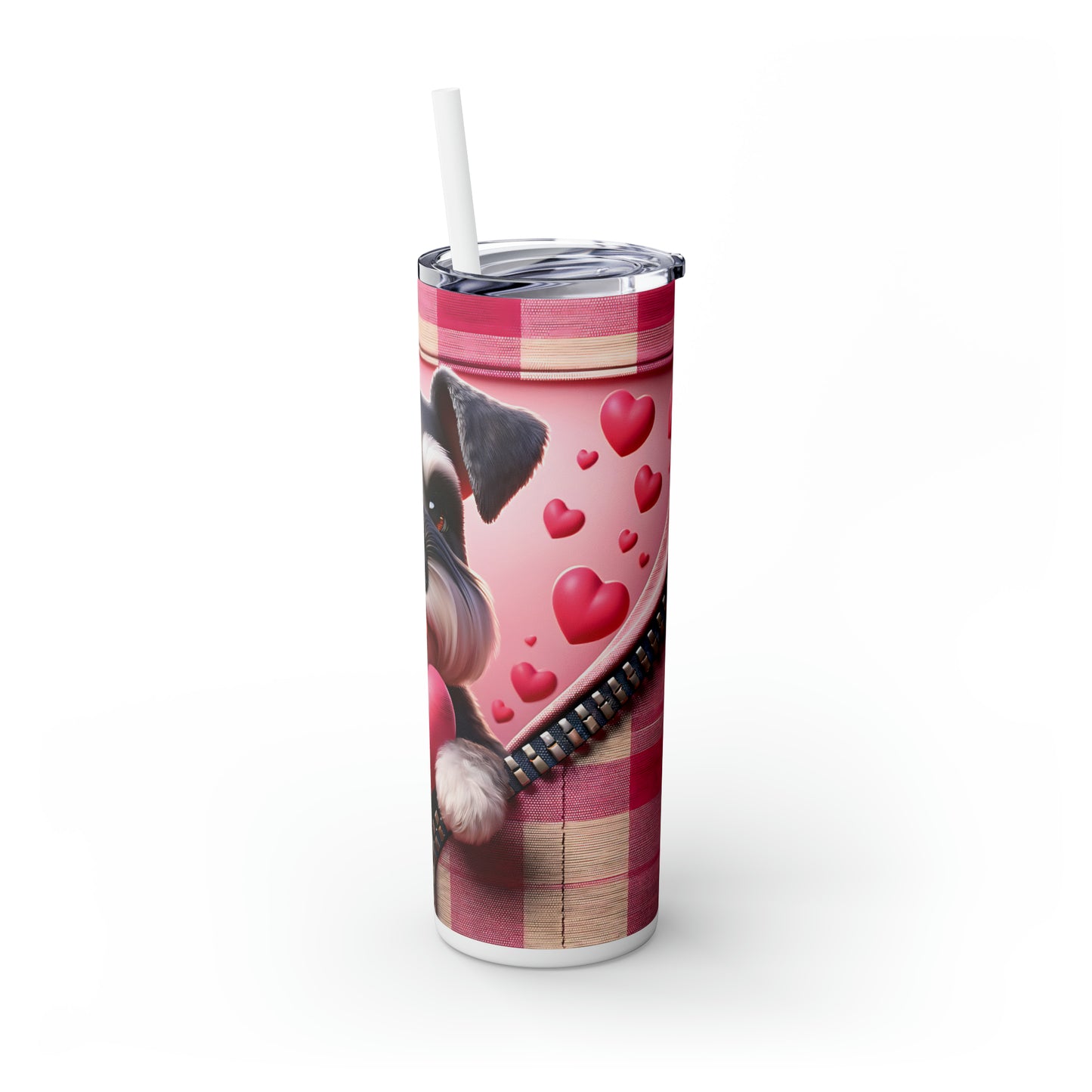 Skinny Tumbler with Straw, 20oz, Dog, Valentines Day, awd-1148