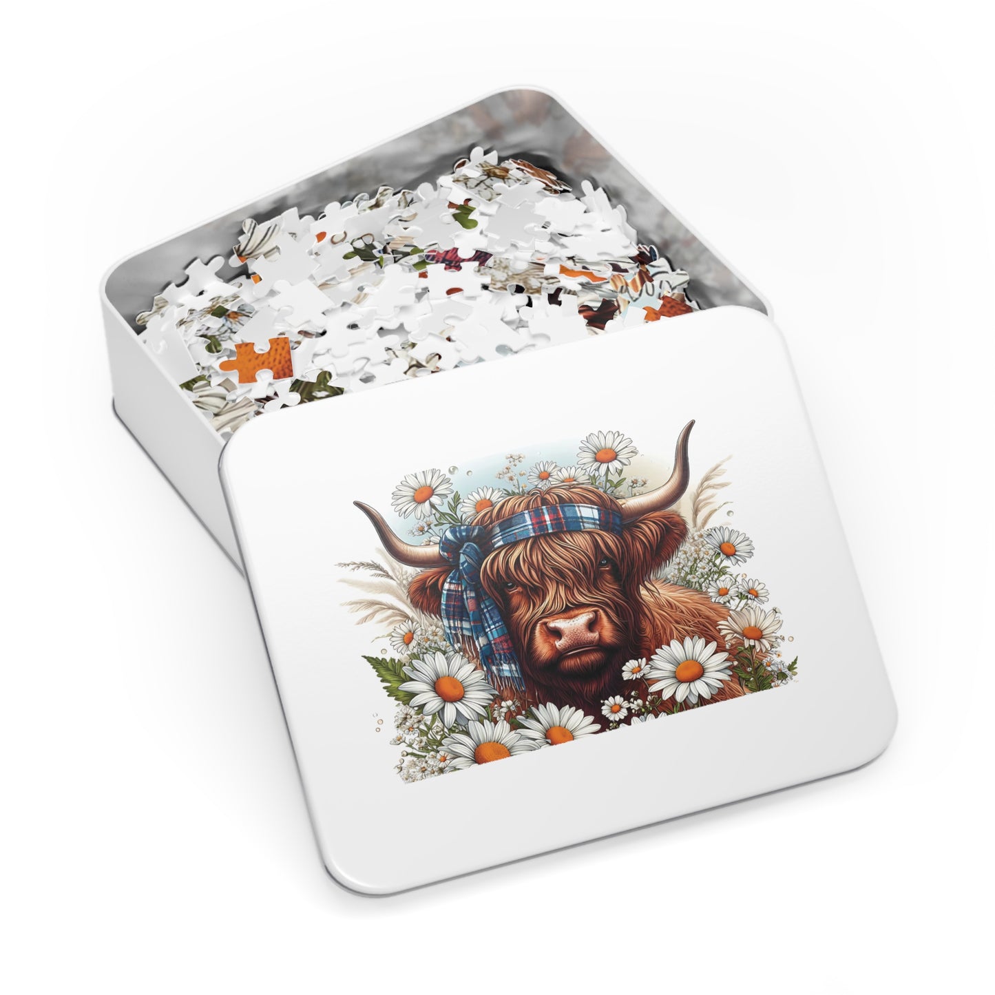 Jigsaw Puzzle, Highland Cow, Personalised/Non-Personalised (30, 110, 252, 500,1000-Piece)