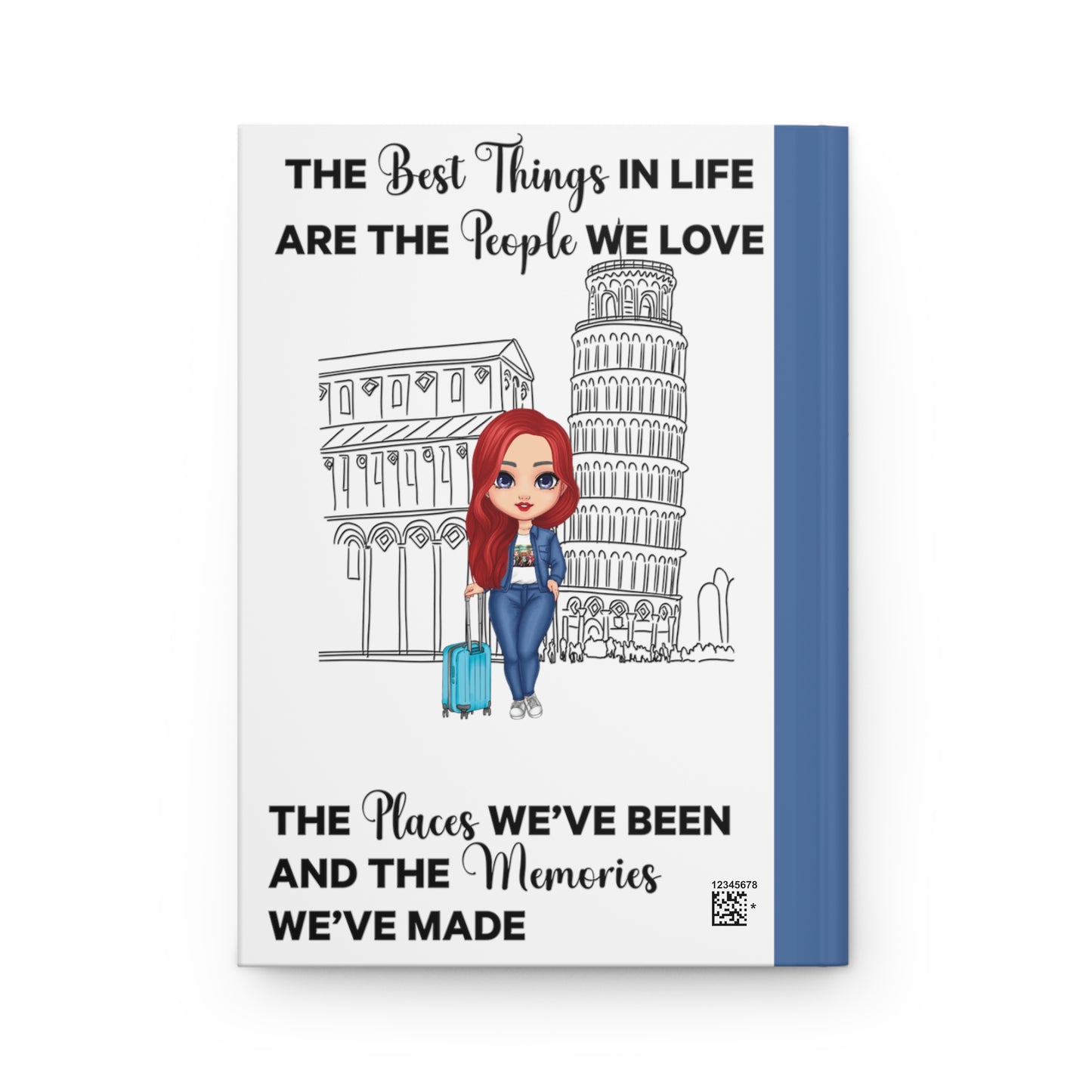 Personalised Hardcover Travel Journal Matte, Italy, The Best things in Life, Red Hair