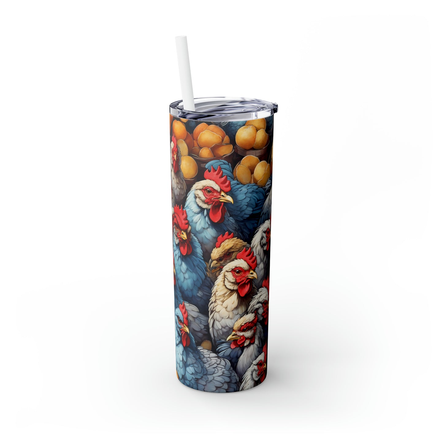 Skinny Tumbler with Straw, 20oz Roosters, awd-441