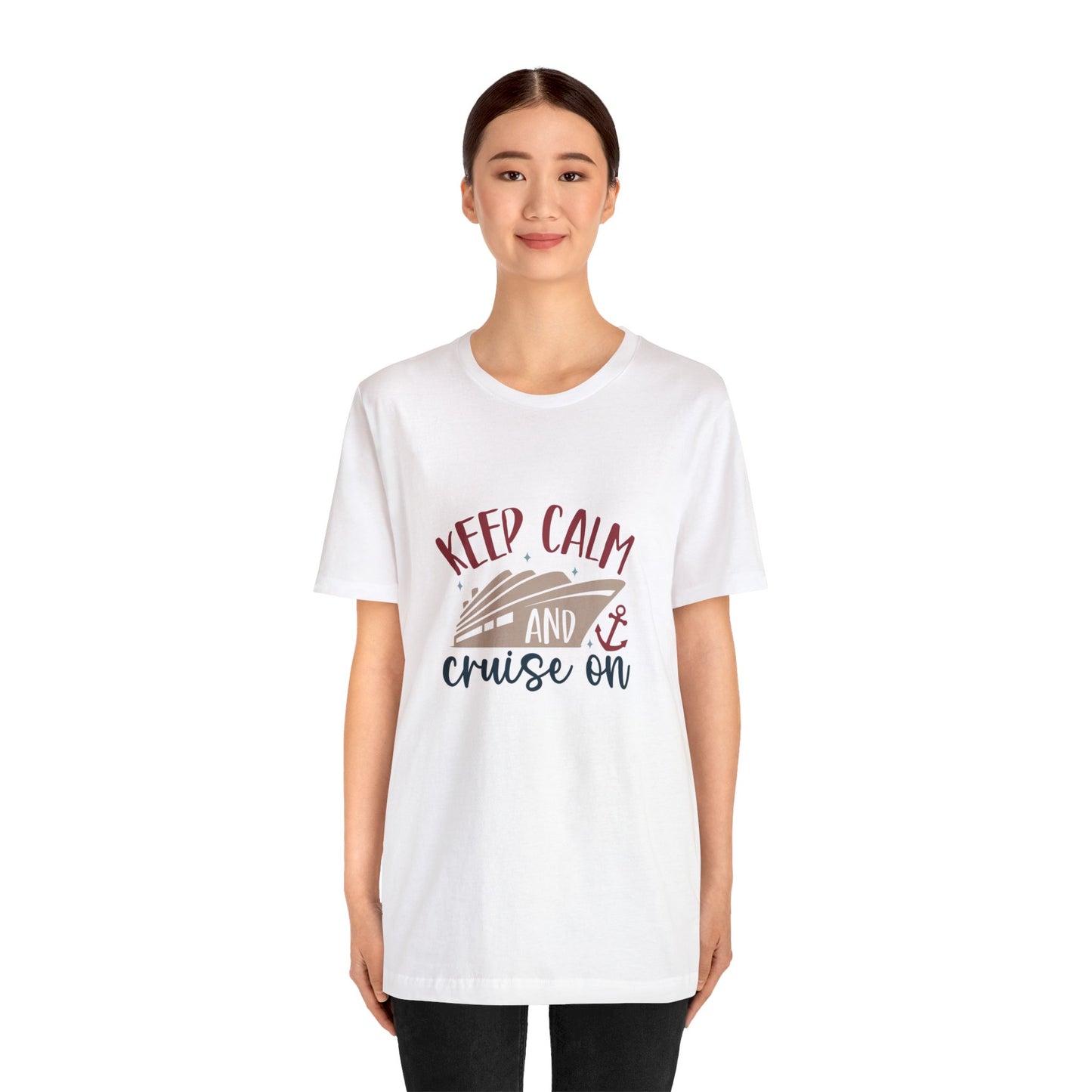 Unisex Adults Jersey Short Sleeve Tee, Cruise Tee, Keep Calm and Cruise On, 100% Cotton, Light Fabric 142 g/m²